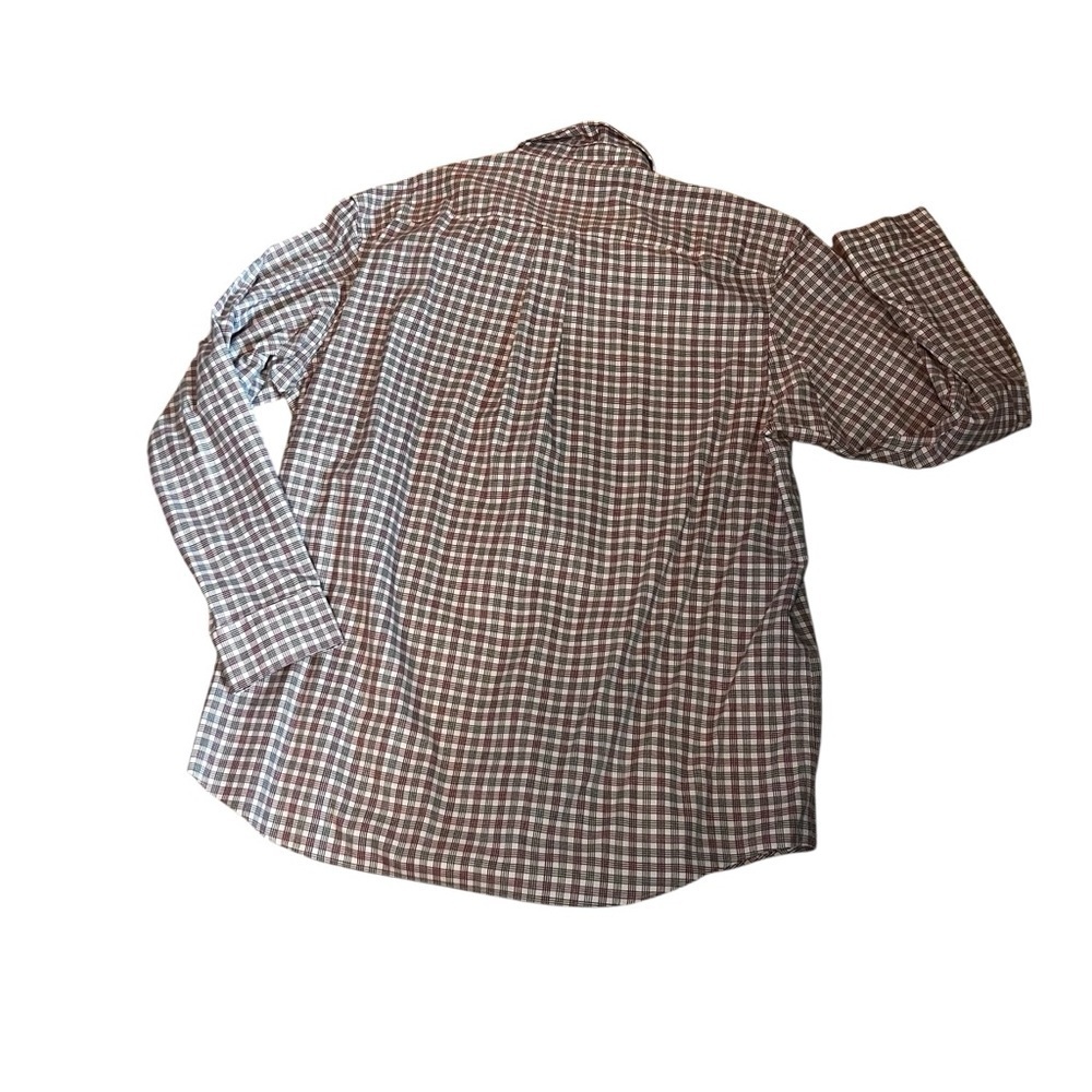Duluth Trading Company Cotton Twill Check Green Red Button Down Shirt Large - Picture 2 of 8